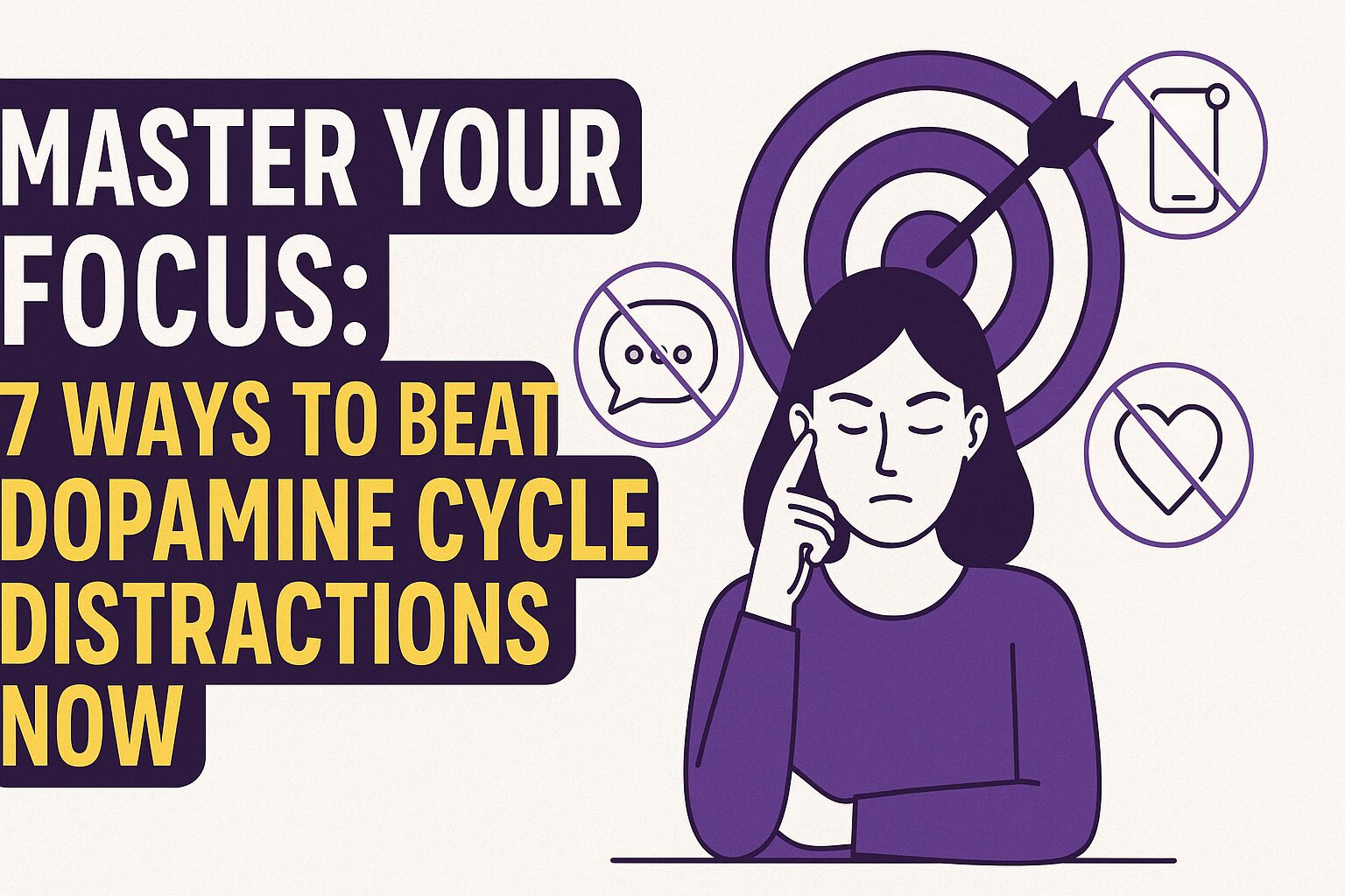 Graphic illustrating the brain's reward pathway and the impact of dopamine cycle distractions.